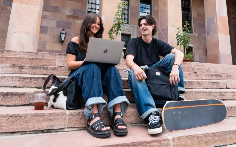 People sitting on stairs